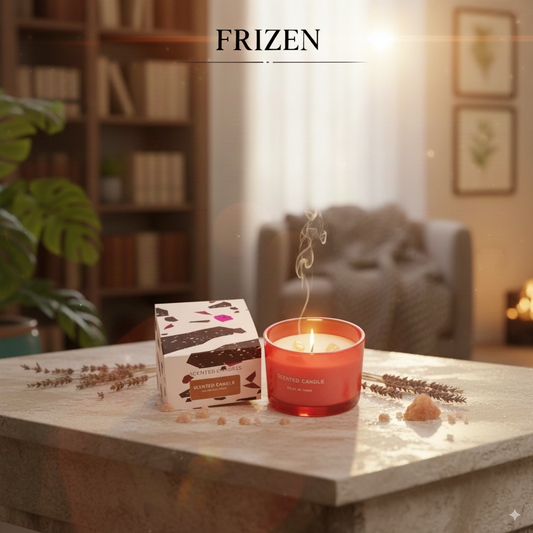 Scented Stone Candle ( Fresh Linen Pink )