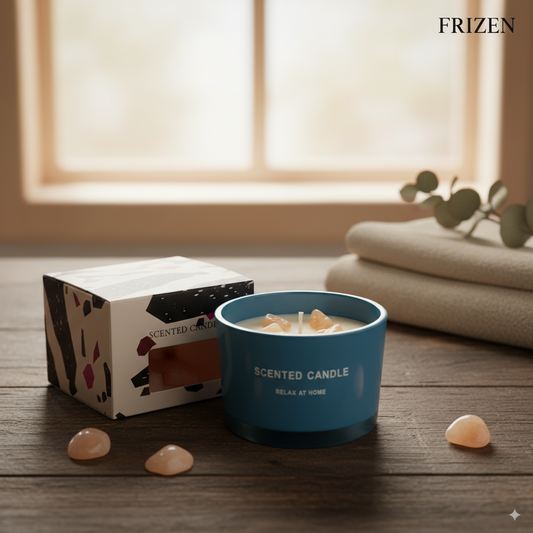 Scented Stone Candle ( Relax At Home navy blue )