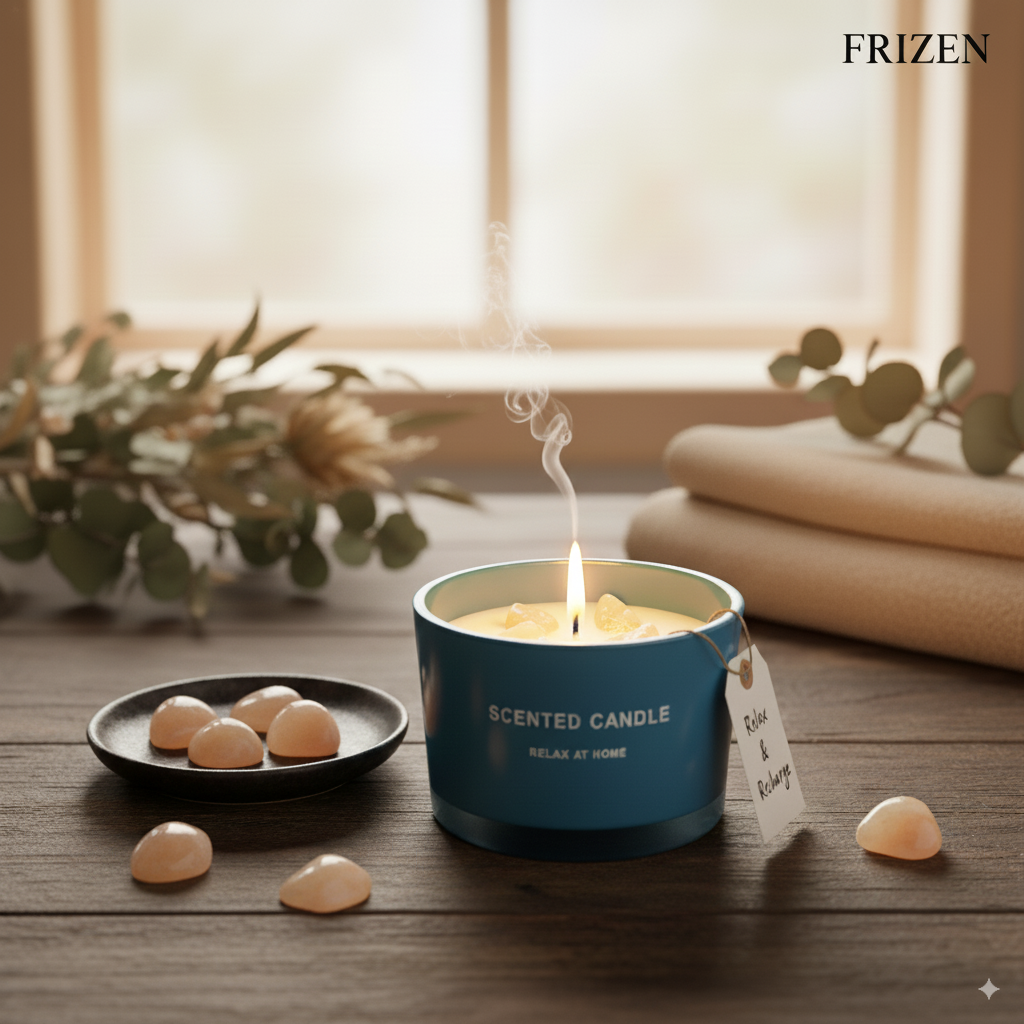 Scented Stone Candle ( Relax At Home navy blue )
